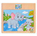 Hot Sale 12/9 PCS Puzzles Wooden Kids Baby Wood Cartoon Vehicle Animals