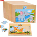 Hot Sale 12/9 PCS Puzzles Wooden Kids Baby Wood Cartoon Vehicle Animals
