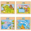 Hot Sale 12/9 PCS Puzzles Wooden Kids Baby Wood Cartoon Vehicle Animals