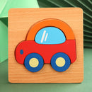 High Quality 3D Wooden Puzzle Baby Cartoon Animal Traffic