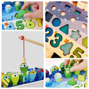 Kids Educational Wooden Puzzle Fishing Toys Count Number