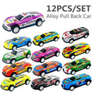 12pcs Alloy Racing Cars Model Toy Children Mini Iron Sheet Car