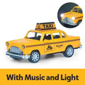 Retro Taxi Model Alloy Car Toy Miniature Car Collection Diecast Sound Light Kids Toys Children's Day Gift