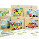 1pc Wooden Jigsaw Puzzle Kids Cartoon Animals Traffic Car
