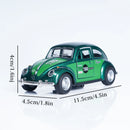 Retro Green Cute Beetle Alloy Model Car, Pull-Back Mechanism, Doors Can Be Opened
