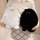 30cm Cute Chubby Cat Plush Toy White Black Pet Cat Doll