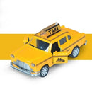 Retro Taxi Model Alloy Car Toy Miniature Car Collection Diecast Sound Light Kids Toys Children's Day Gift